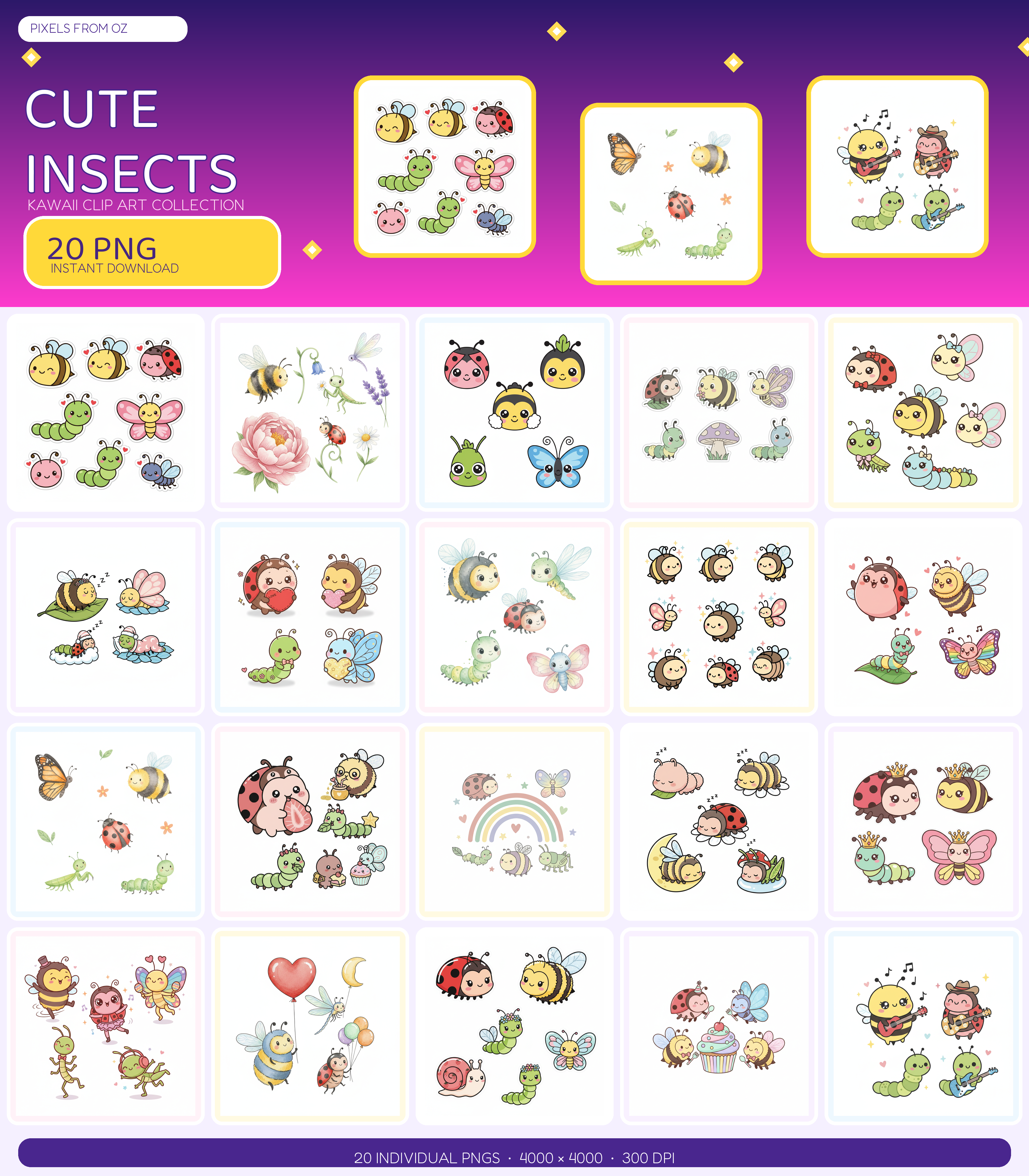 Cute Insects PNG clip art collection